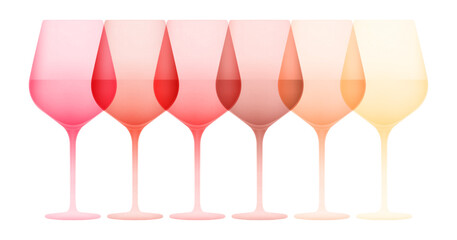 Elegant illustrations of colorful glasses of rose wine and white wine. vector drawing