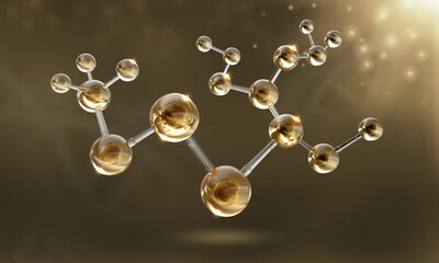 Ready to use 3d Rendering, advertising. Cosmetic serum Oil drop on Saggy skin cell, Skin Repair, moisturizer, collagen serum, keratin.