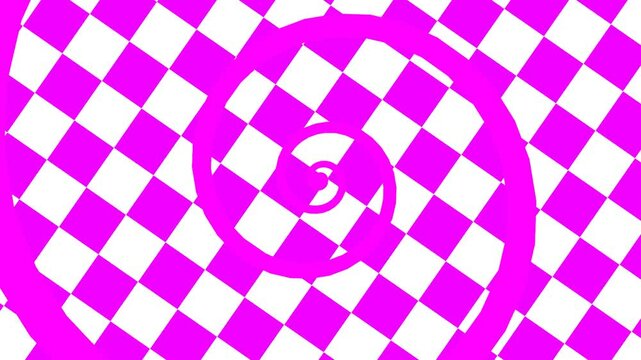 16 seconds of computer generated video of spiral turning spinning on purpl white checkerboard pattern optical illus16 seconds, video, spiral, turning, spinning, rotating, black, wh