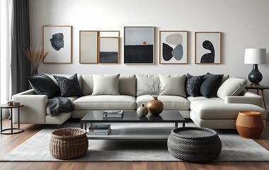 Modern Living Room with Abstract Art And Cozy Seating