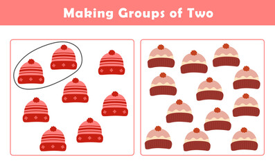 Winter activity sheet. Making Groups of Two Worksheet. Grouping Picture Math Activity for Kids. Fun Math Activity for Children. Math kids activity sheet. 