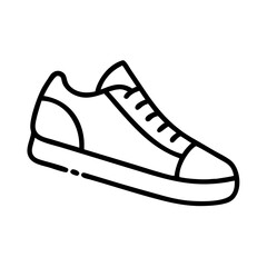 sneakers icon, fitness vector icon, health vector illustration - black outline icon of sneakers symbolizing fitness, health, and healthcare in simple design.