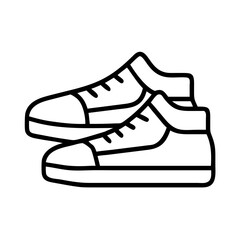 sneakers icon, fitness vector icon, health vector illustration - black outline icon of sneakers symbolizing fitness, health, and healthcare in simple design.