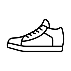 sneakers icon, fitness vector icon, health vector illustration - black outline icon of sneakers symbolizing fitness, health, and healthcare in simple design.