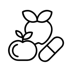 vitamins icon, fitness vector icon, health vector illustration - black outline icon of vitamins symbolizing fitness, health, and healthcare in simple design.