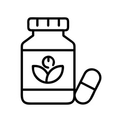 vitamins icon, fitness vector icon, health vector illustration - black outline icon of vitamins symbolizing fitness, health, and healthcare in simple design.