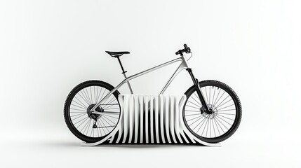 Fototapeta premium a clean energy bicycle stand, smart urban furniture, sleek and innovative, isolated on white background