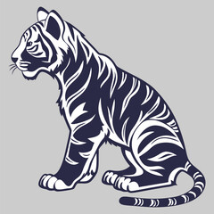 tiger kids silhouette vector art and illustration