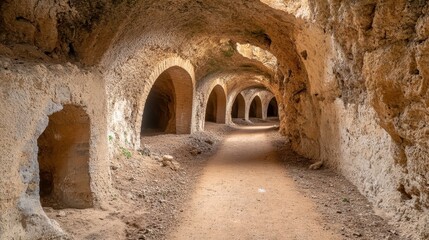 Fototapeta premium Underground Pathway Through Ancient Cave System