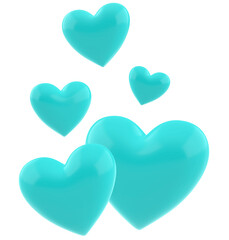Set of 3d Blue Hearts Illustration transparent background