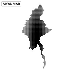 Detailed map outline of Myanmar showcasing its distinctive geographic shape