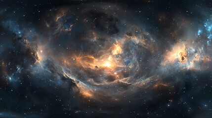 Obraz premium Stunning cosmic scenery depicting vibrant nebulae and twinkling stars in a deep space setting.