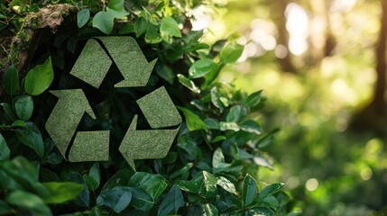 A green-themed background promoting eco-friendliness, featuring symbols like leaves and recycling icons.