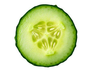 slice of cucumber isolated on transparent background, flatlay camera