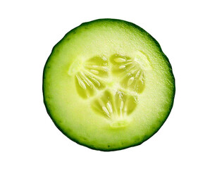 slice of cucumber isolated on transparent background, flatlay camera