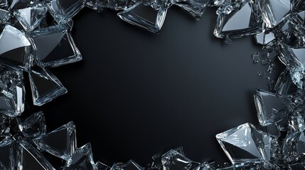Shattered Glass Frame Encircles Dark Background