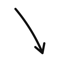 Simple line hand drawn black arrow. Vector illustration