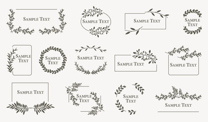 Floral frame shapes element collection. Set of floral frame decoration