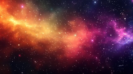 Naklejka premium A stunning depiction of a colorful nebula in deep space, featuring vibrant hues of orange, purple, and blue.