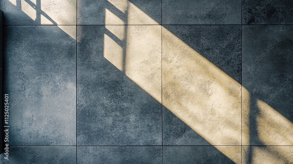 Aufkleber Sunlight casting shadows on tiled floor through window