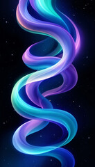 Vibrant swirling ribbons of teal and purple against a dark starry background create an enchanting phone wallpaper design that evokes a sense of motion and calmness