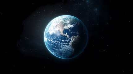 A stunning view of Earth from space, showcasing vibrant oceans and continents against a backdrop of stars.