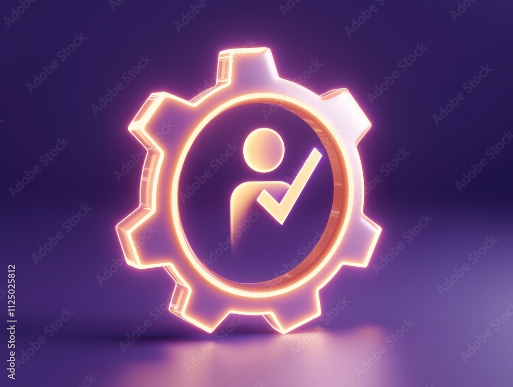 Poster a glowing gear icon representing efficiency and user assurance in tech environments.