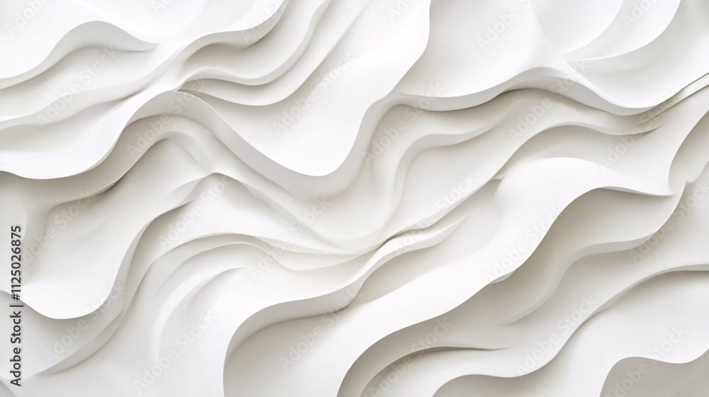 Aufkleber White abstract waves background creating dynamic flowing pattern