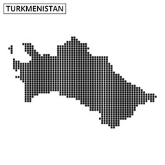 Outline of Turkmenistan displayed with dotted pattern on a textured background