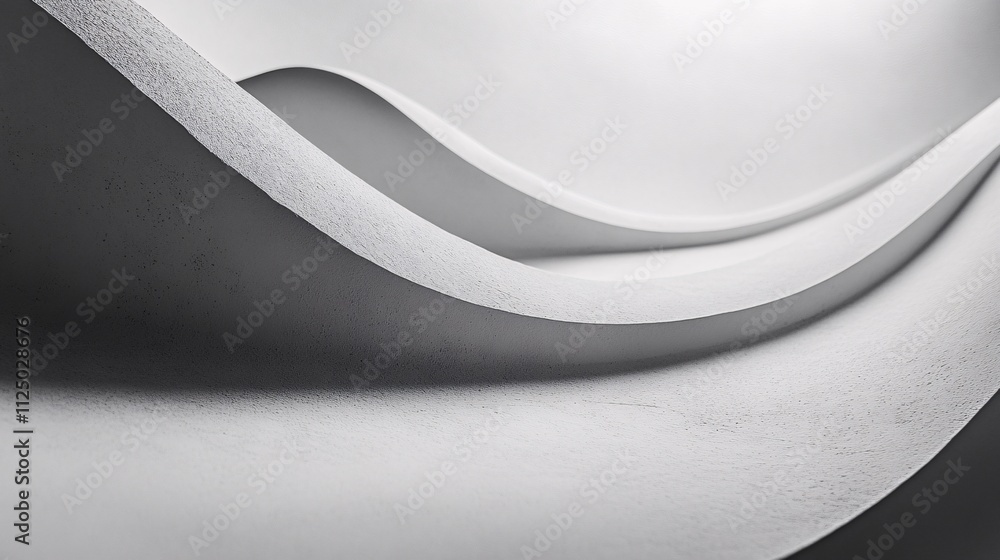 Poster Abstract white wavy shapes creating a modern minimalist background