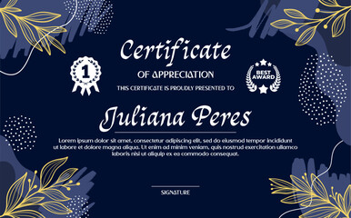 Naklejka premium Flower Floral Certificate Template Design