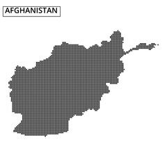 Detailed dot-pattern map of Afghanistan illustrating geographic features and borders