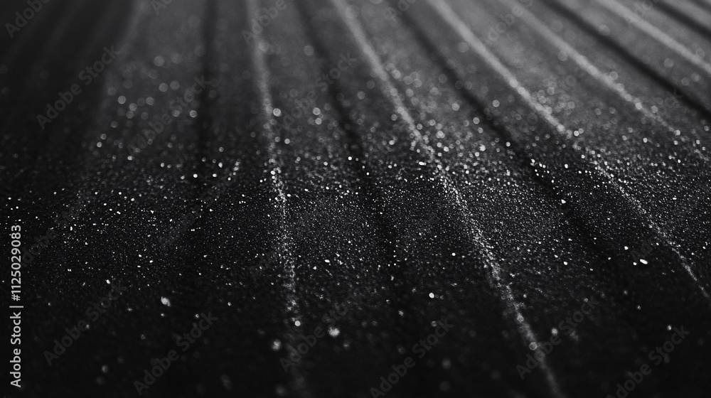 Poster Water droplets creating sparkling lines on dark background