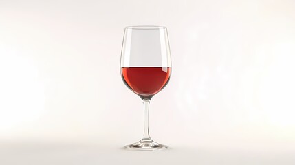 A crystal-clear wine glass filled halfway with rich red wine against a soft white background.