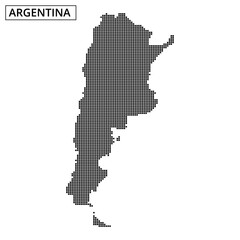 Detailed black and white dotted map of Argentina with bold labeling