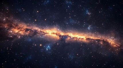 Fototapeta premium A stunning view of a spiral galaxy illuminated by vibrant stars and cosmic clouds of gas and dust.