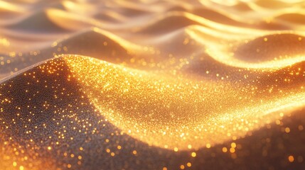 Fototapeta premium Golden Glitter Waves Shimmering Under Sunlight