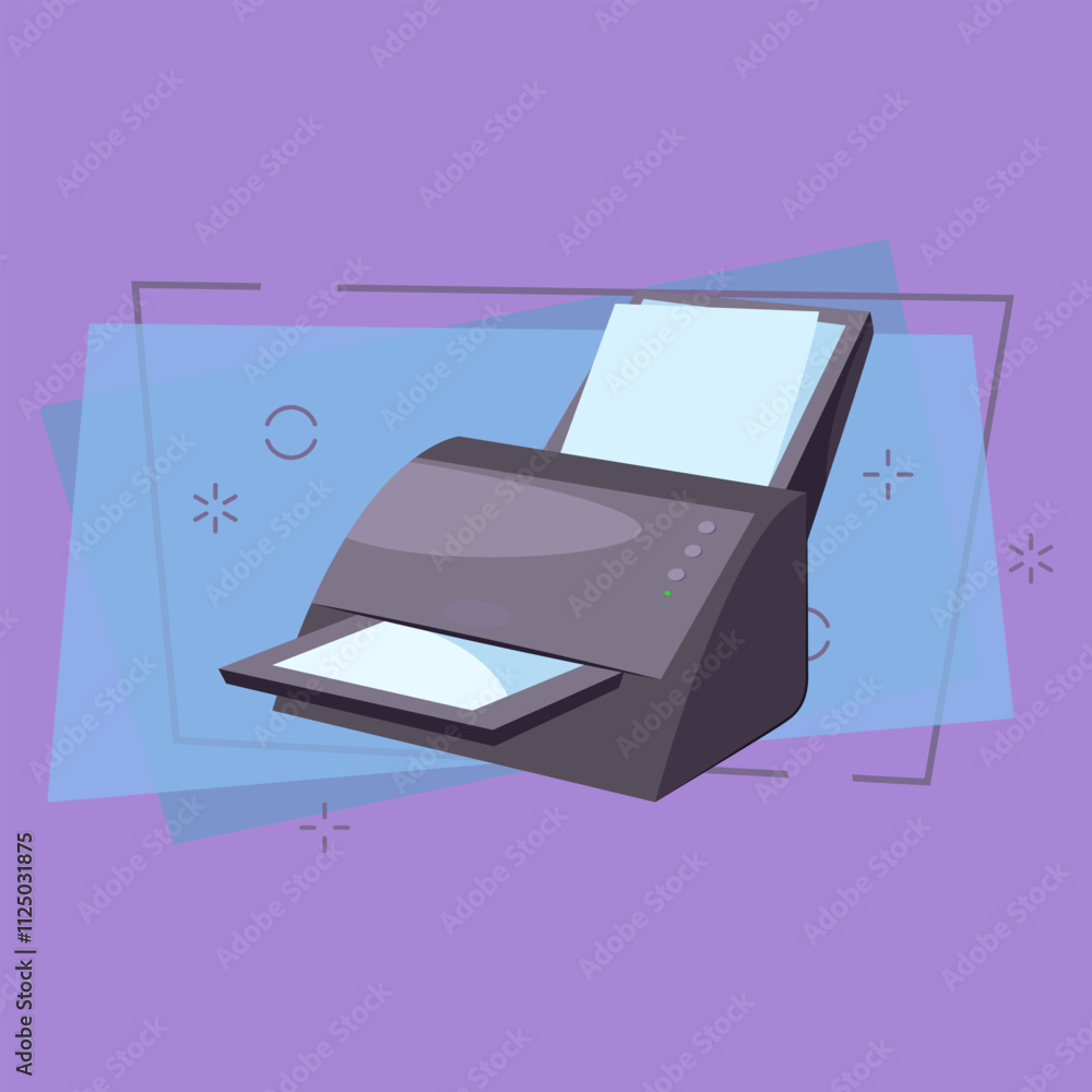 Poster office printer. modern computer equipment. office attributes concept. vector illustration can be use