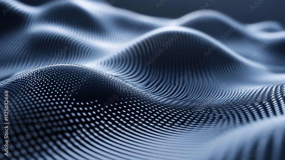 Aufkleber Abstract particles forming wavy surface with depth of field