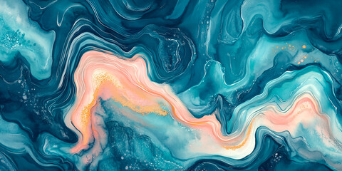 Obraz premium Swirling blue and pink hues create an abstract marble texture with a fluid, dynamic flow, resembling natural stone with a modern artistic touch.
