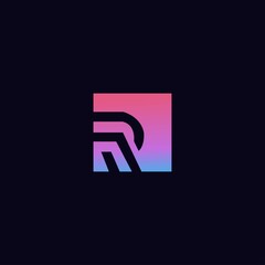 Rectangle modern R vector logo template design