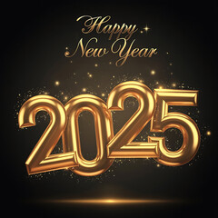 Happy new year 2025. golden "2025" balloons floating, confetti in the air, lavender color backdrop, celebratory mood, glitter and fireworks background.