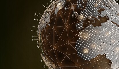 Technology globe, modern communication, global connection background, 3D illustration