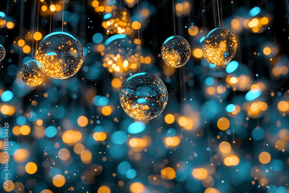 Poster A hyper-realistic close-up of dust particles illuminated by light, showing their intricate, unique shapes floating in the air
