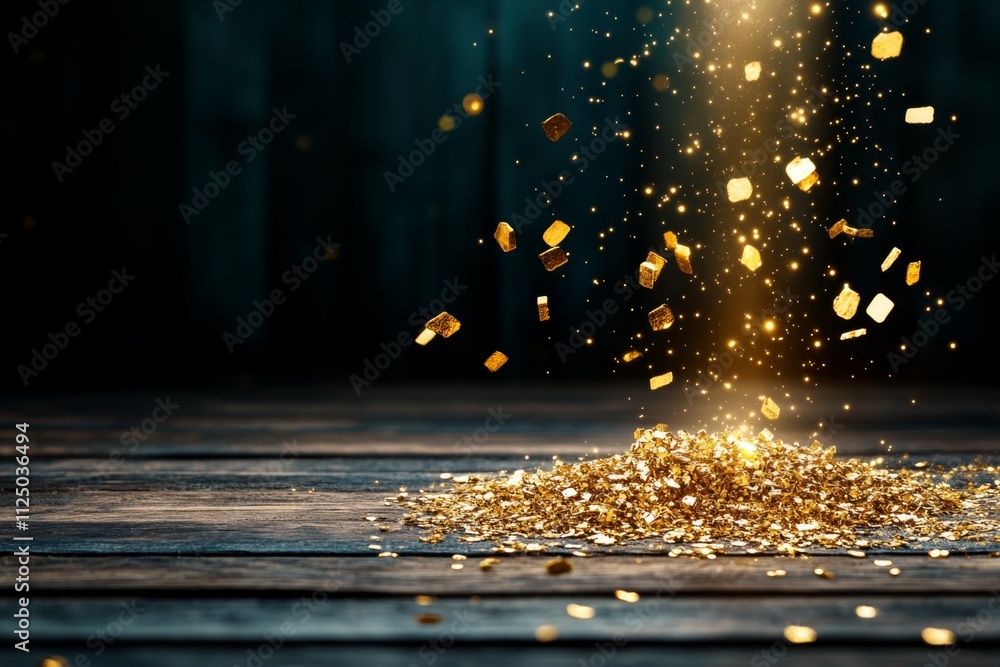 Aufkleber a minimalist flat design of swirling dust particles illuminated by a simple beam of light, drawn wit