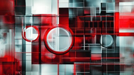 A digital background with bold red accents highlighting key design elements.