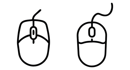 computer mouse line art icon set