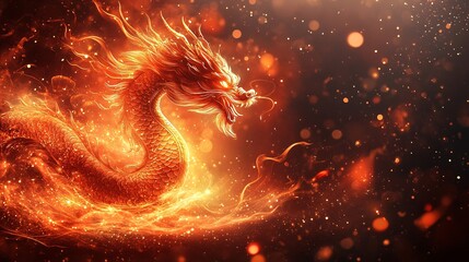 Fiery Dragon, Mythical Creature, Fantasy Art