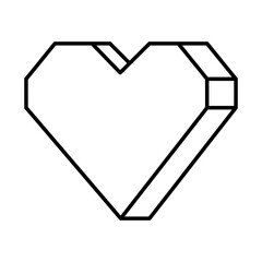 Geometric Heart Outline Vector Illustration. The heart is composed of clean, straight lines forming sharp angles, giving it a modern, faceted appearance.