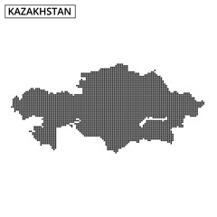 Obraz premium Map outline of Kazakhstan illustrated in dotted design on white background